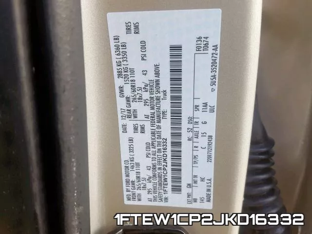 1FTEW1CP2JKD16332 фото 2
