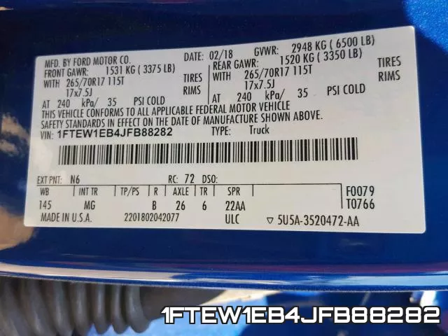 1FTEW1EB4JFB88282 фото 2