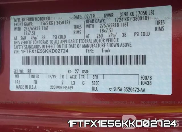 1FTFX1E56KKD02724 фото 10