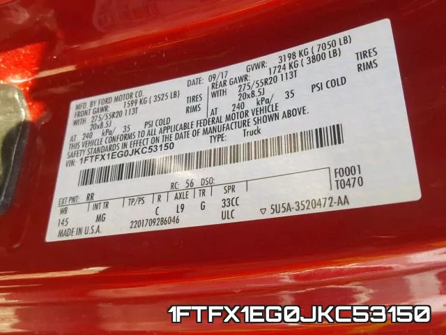 1FTFX1EG0JKC53150 фото 2