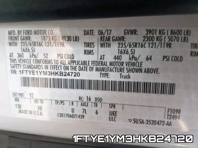 1FTYE1YM3HKB24720 фото 2