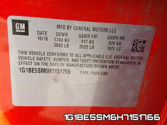 1G1BE5SM6H7151766 фото 2