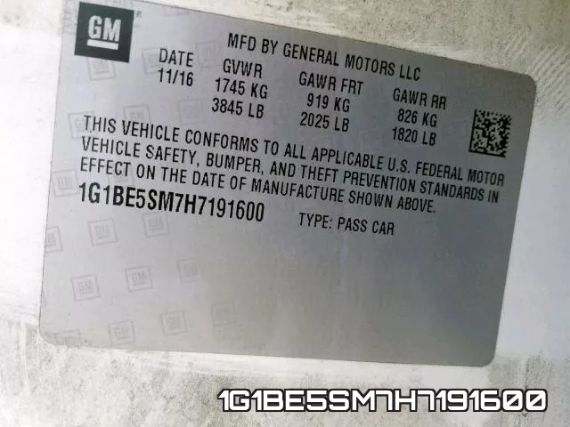 1G1BE5SM7H7191600 фото 2