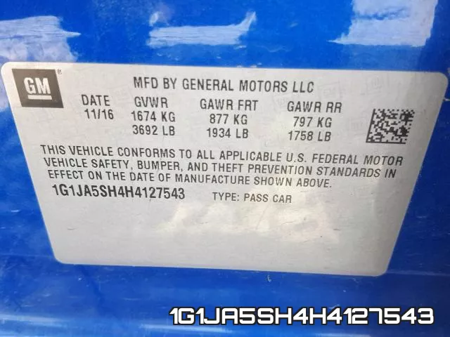 1G1JA5SH4H4127543 фото 2