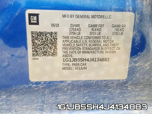 1G1JB5SH4J4134883 фото 2