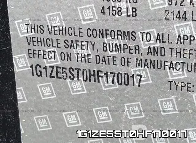 1G1ZE5ST0HF170017 фото 10