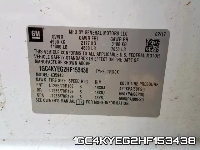 1GC4KYEG2HF153438 фото 2