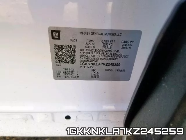 1GKKNKLA7KZ245259 фото 2