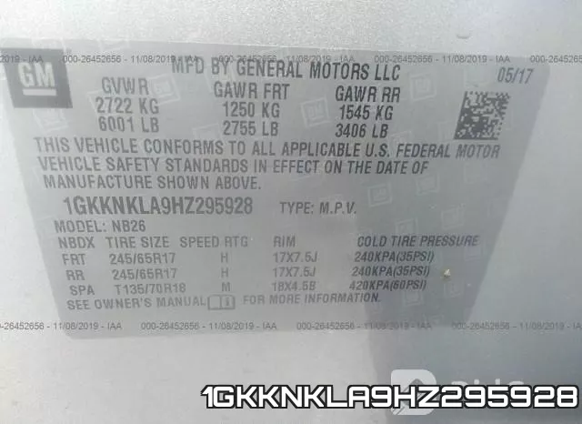 1GKKNKLA9HZ295928 фото 10