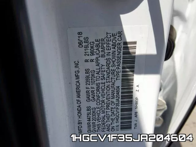 1HGCV1F35JA204604 фото 2
