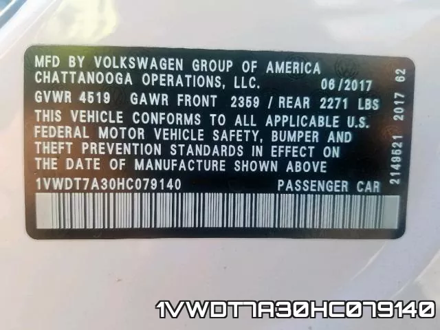 1VWDT7A30HC079140 фото 2