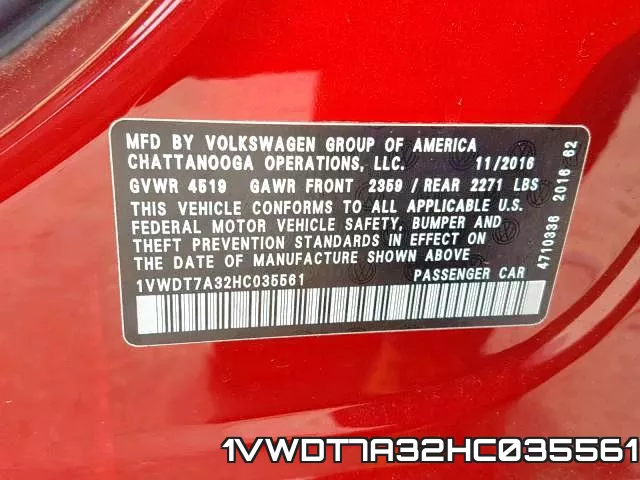 1VWDT7A32HC035561 фото 2