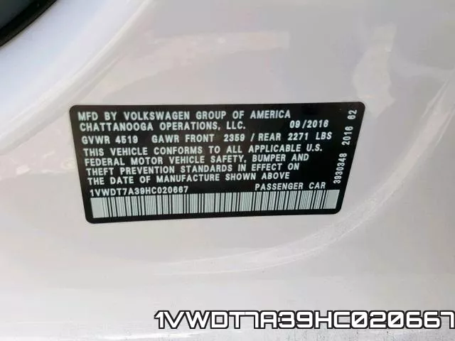 1VWDT7A39HC020667 фото 2