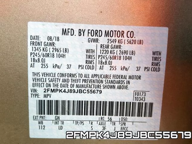 2FMPK4J89JBC55679 фото 2