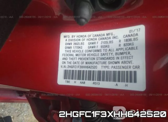 2HGFC1F3XHH642520 фото 9