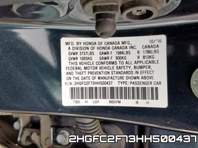 2HGFC2F73HH500437 фото 2