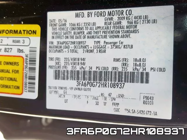 3FA6P0G72HR108937 фото 2