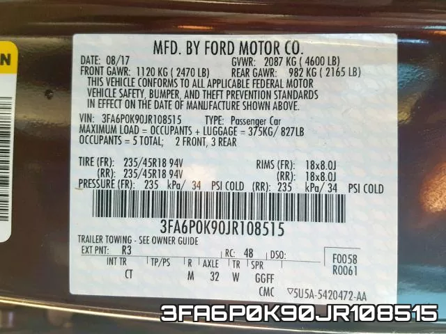 3FA6P0K90JR108515 фото 2