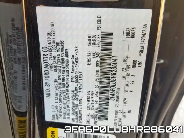 3FA6P0LU8HR286041 фото 2
