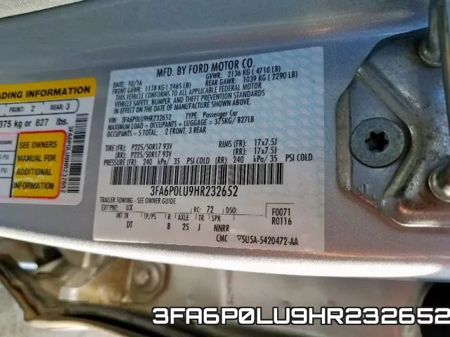 3FA6P0LU9HR232652 фото 2