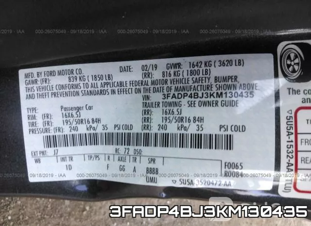 3FADP4BJ3KM130435 фото 10