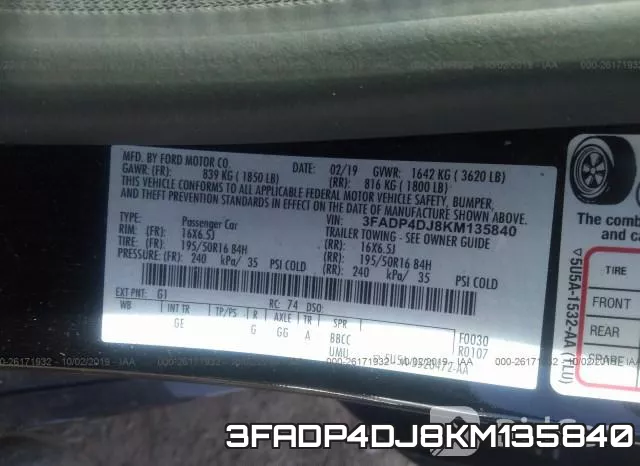 3FADP4DJ8KM135840 фото 9