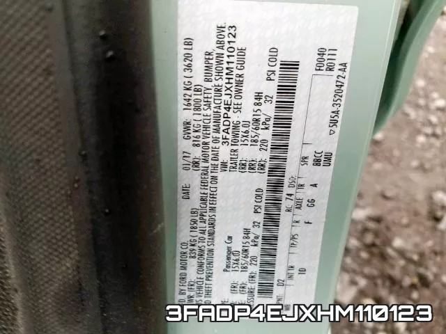 3FADP4EJXHM110123 фото 2