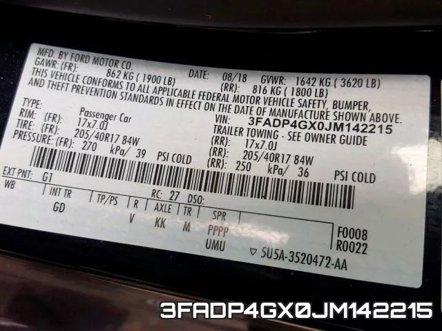 3FADP4GX0JM142215 фото 2