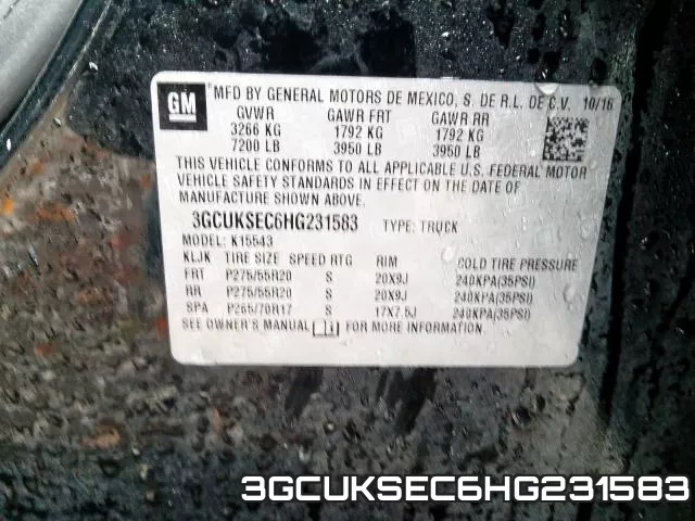 3GCUKSEC6HG231583 фото 2