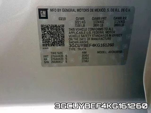 3GCUYBEF4KG161260 фото 2