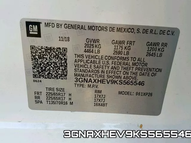 3GNAXHEV9KS565546 фото 2