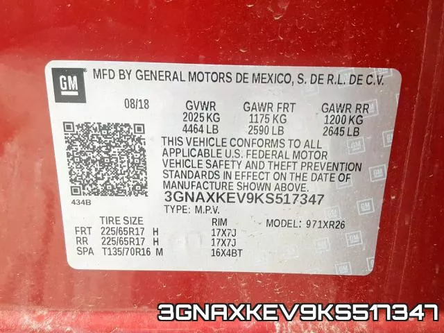 3GNAXKEV9KS517347 фото 2