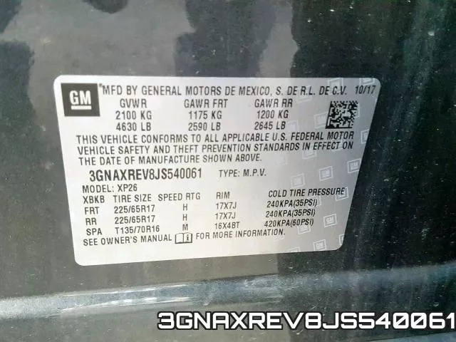 3GNAXREV8JS540061 фото 2