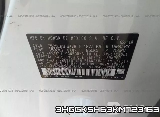 3HGGK5H63KM723163 фото 10