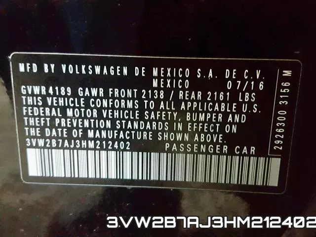 3VW2B7AJ3HM212402 фото 2