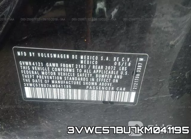 3VWC57BU7KM041195 фото 10