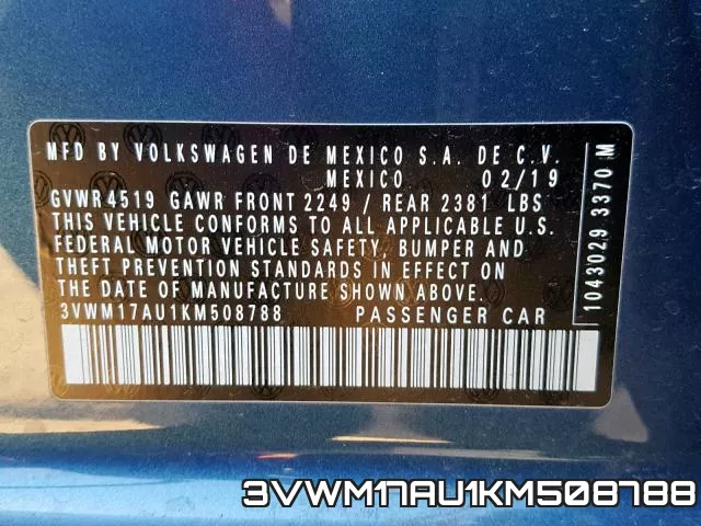 3VWM17AU1KM508788 фото 2