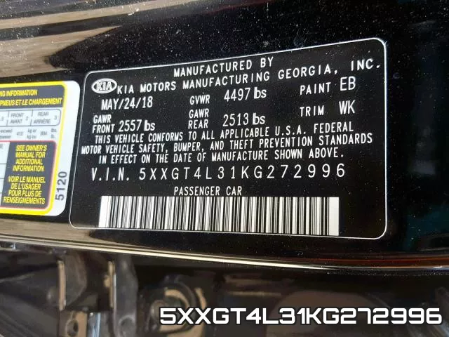 5XXGT4L31KG272996 фото 2