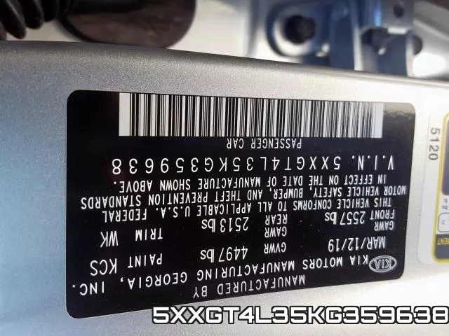 5XXGT4L35KG359638 фото 2