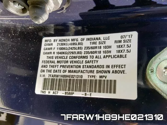 7FARW1H89HE021310 фото 2