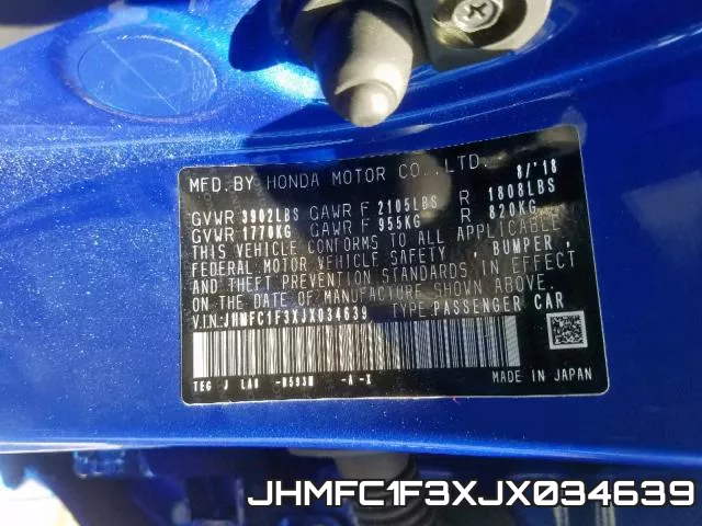 JHMFC1F3XJX034639 фото 2
