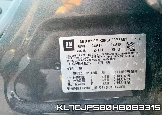 KL7CJPSB0HB083315 фото 2