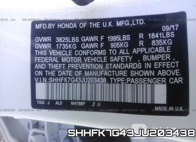 SHHFK7G43JU203438 фото 10
