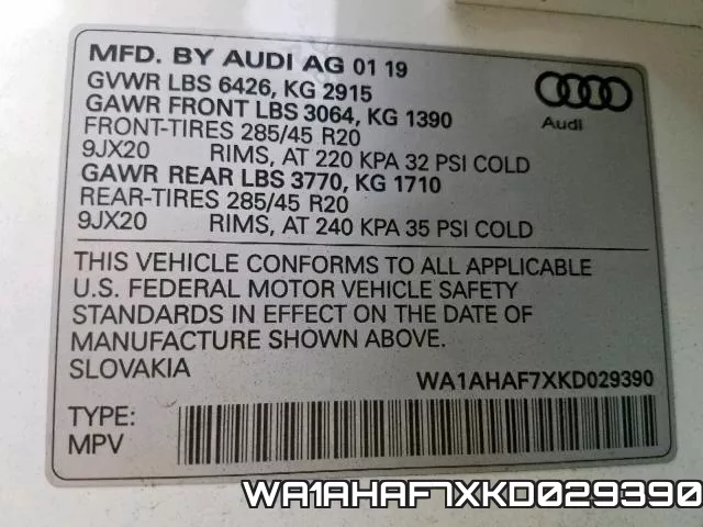 WA1AHAF7XKD029390 фото 2