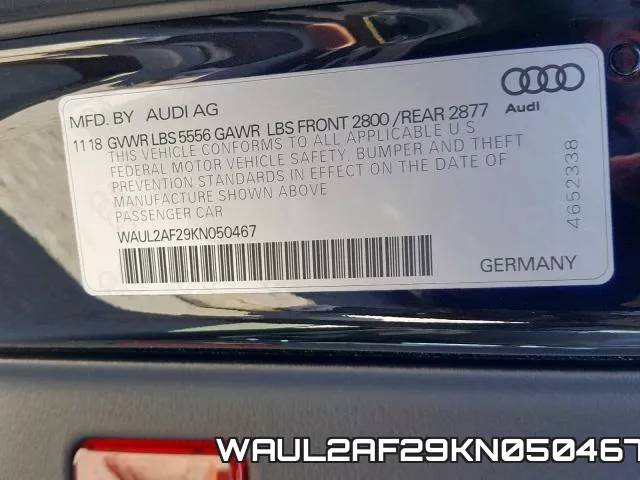 WAUL2AF29KN050467 фото 2