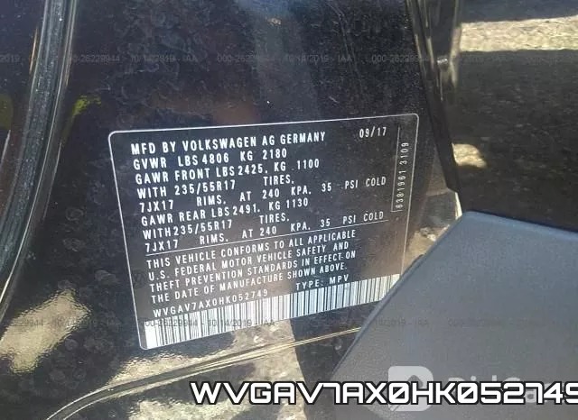 WVGAV7AX0HK052749 фото 10