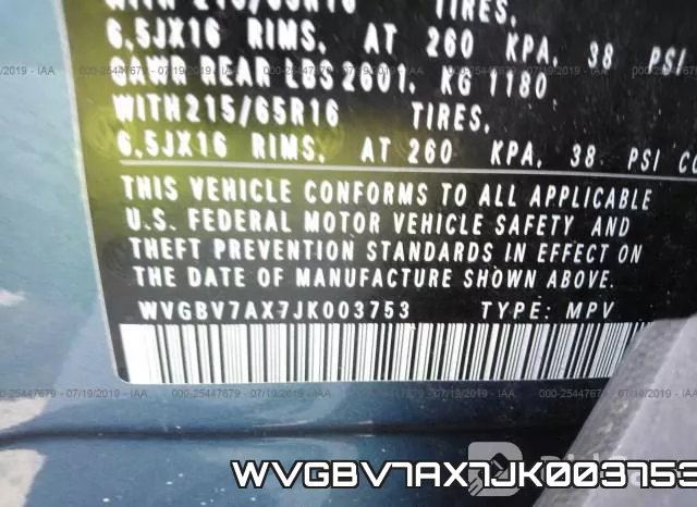 WVGBV7AX7JK003753 фото 10