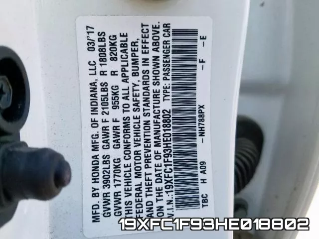 19XFC1F93HE018802 фото 2