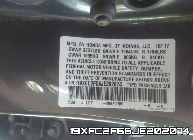 19XFC2F56JE202074 фото 10