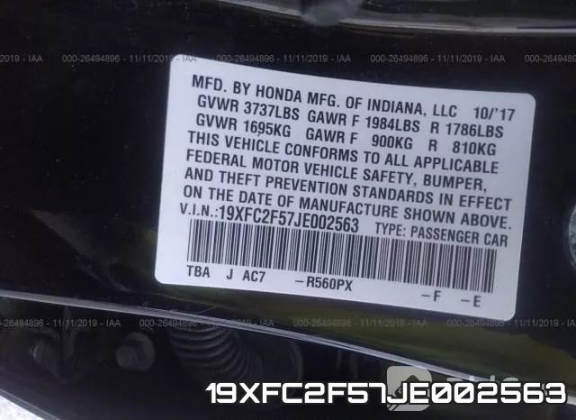 19XFC2F57JE002563 фото 10